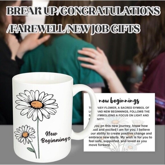 New Beginnings Coffee Mug & Candle Gift Set Break Up/Divorce/ Retirement - Picture 3 of 8